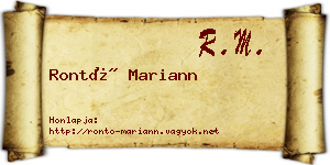 Rontó Mariann névjegykártya