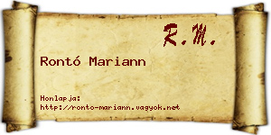 Rontó Mariann névjegykártya
