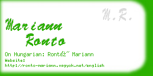 mariann ronto business card