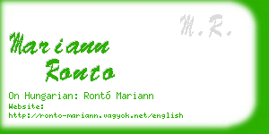 mariann ronto business card